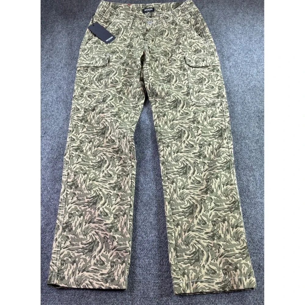 True Religion Cargo Pants Mens 28 Green Abstract Swirl Camo 701122 NWT New